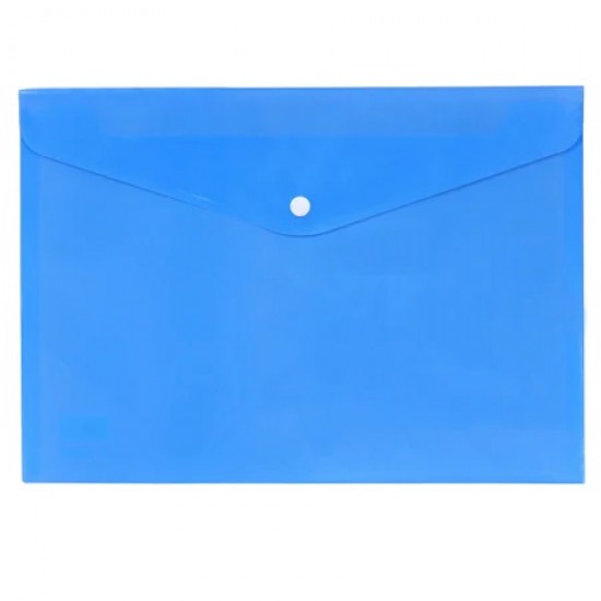 Mapa A4 semitransparenta cu buton si clapeta, albastra