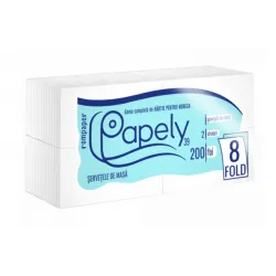 Servetele 39x39 cm, 2 str, 200 buc, eight-fold Papely alb, pt. tacamuri Servetele 39x39 cm, 2 str, 200 buc, eight-fold Papely alb, pt. tacamuri