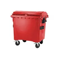 Eurocontainer rosu din material plastic, cu capac plat, MEVATEC, 1100 l  - Transport Inclus
