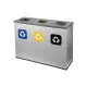 Coș de reciclare gri otel cu acoperire organica, cu 3 compartimente 3x60L – 180 litri