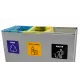 Coș de reciclare gri otel cu acoperire organica, cu 3 compartimente 3x60L – 180 litri