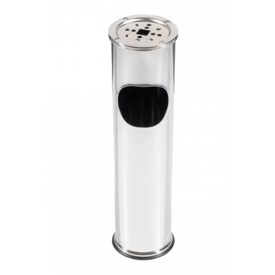 Cos de gunoi cu scrumiera inox, diametru 14cm Cos de gunoi cu scrumiera inox, diametru 14cm