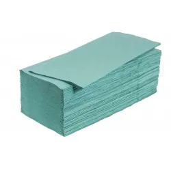 Prosoape hartie pliate, gofrate, verzi, 25 x 23 cm, V fold, 1 strat,  AQAS, 250 buc/pachet