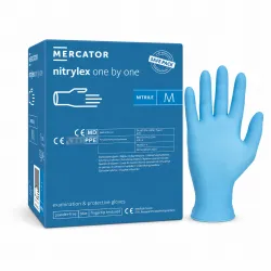 Manusi examinare din nitril albastre, nepudrate Nitrylex ONE by ONE 200buc/ cutie compatibile cu dispenserul SANMRC.KEUR010