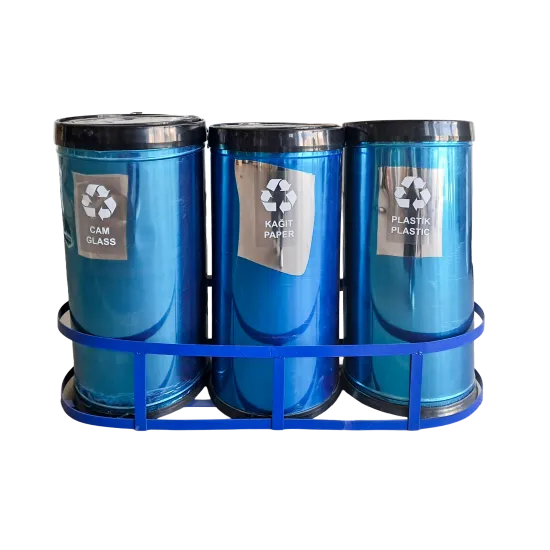 RESIGILAT 1 - Set 3 cosuri colectare selectiva din inox, 45L/recipient RESIGILAT 1 - Set 3 cosuri colectare selectiva din inox, 45L/recipient