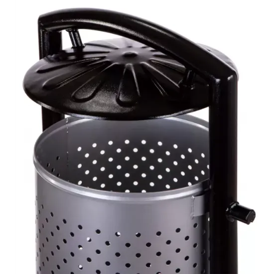 Cos stradal pentru gunoi, Gri, Metal, 60 L Cos stradal pentru gunoi, Gri, Metal, 60 L