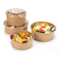 Caserola salata din carton KRAFT, capac transparent, 1100 cc