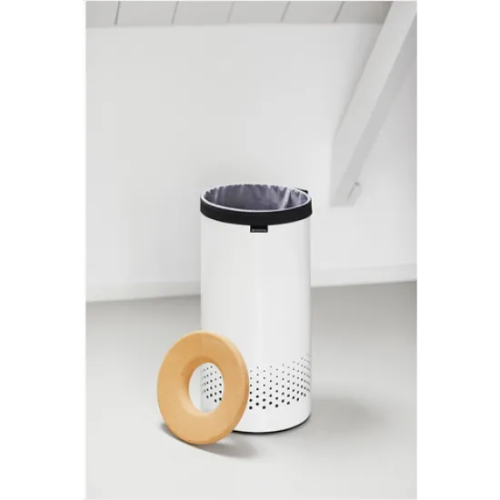Cos rufe din otel, 35L, capac pluta - alb