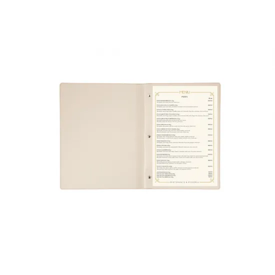 Mapa meniu A4+, Wood, piele PU interior/exterior, lavabila, bej Mapa meniu A4+, Wood, piele PU interior/exterior, lavabila, bej