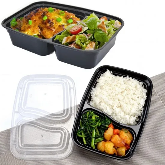 Caserole meniu cu 2 compartimente, 50 buc/set (capac inclus)