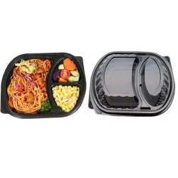 Caserole negre,de meniu, cu 3 compartimente (capac inclus) - 50 buc/set Caserole negre,de meniu, cu 3 compartimente (capac inclus) - 50 buc/set