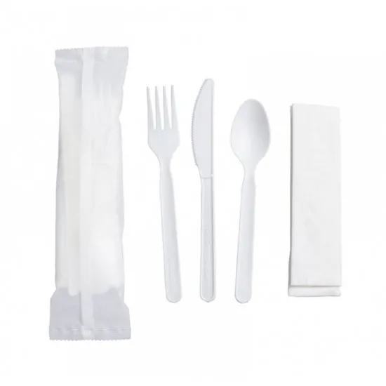 Set de tacamuri, BIO CPLA, Lingura + Furculita + Cutit + Servetel - 100 buc/set Set de tacamuri, BIO CPLA, Lingura + Furculita + Cutit + Servetel - 100 buc/set