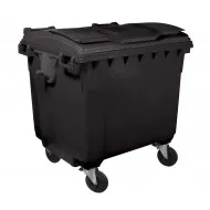Container HDPE CLF 1100L cu capac plat negru - Transportul nu este inclus