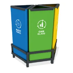 Set 3 cosuri gunoi colectare selectiva, Metal, 26 L/ Recipient Set 3 cosuri gunoi colectare selectiva, Metal, 26 L/ Recipient