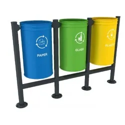 Set 3 cosuri gunoi colectare selectiva, Metal, 30 L/ recipient Set 3 cosuri gunoi colectare selectiva, Metal, 30 L/ recipient