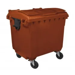 Container HDPE CLF 1100L cu capac plat maro - Transportul nu este inclus