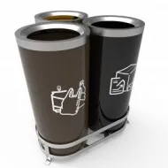 AARHUS B Cosuri de gunoi moderne de reciclare 3x50L, pentru birouri sau zonele urbane