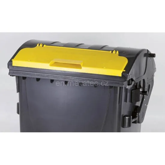 Eurocontainer din plastic, 1100L, negru, capac in capac galben SULO - Transport Inclus