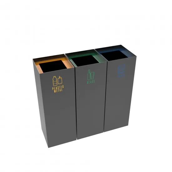 MEDELE PC 3x60L Cosuri din metal vopsit in camp electrostatic, pentru colectarea selectiva a deseurilor MEDELE PC 3x60L Cosuri din metal vopsit in camp electrostatic, pentru colectarea selectiva a deseurilor