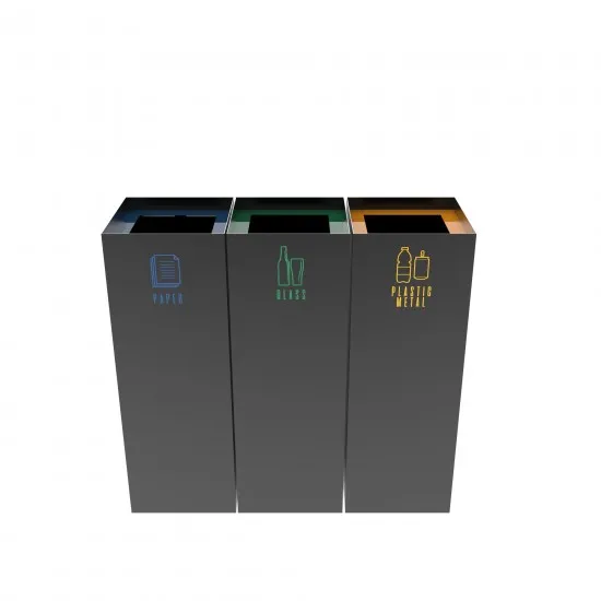 MEDELE PC 3x60L Cosuri din metal vopsit in camp electrostatic, pentru colectarea selectiva a deseurilor MEDELE PC 3x60L Cosuri din metal vopsit in camp electrostatic, pentru colectarea selectiva a deseurilor