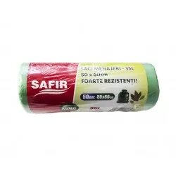 Saci menajeri 35L, 50 buc/rola, verzi, Safir Saci menajeri 35L, 50 buc/rola, verzi, Safir