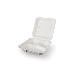 Caserole patrate BIO mici cu capac din trestie de zahar 3 compartimente, 50 buc/set Caserole patrate BIO mici cu capac din trestie de zahar 3 compartimente, 50 buc/set