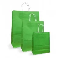 Set 100 bucati, Pungi albe colorate verzi, 16x8x21cm