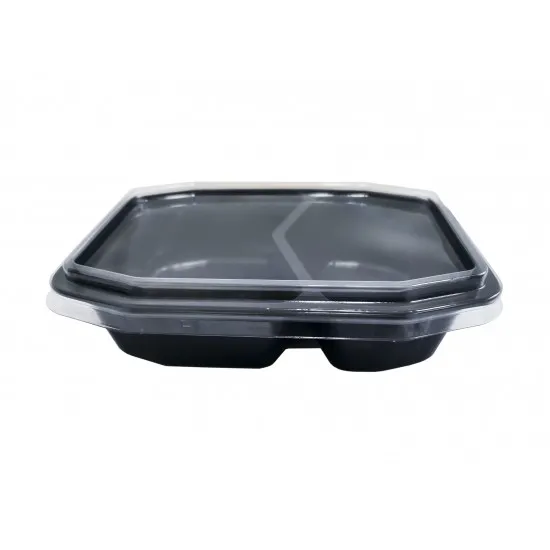 Caserole meniu cu 2 compartimente, 50 buc/set (capac inclus)