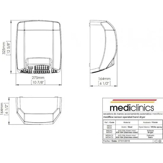 Uscator de maini MEDIFLOW, alb, actionare cu senzor, Medclinics Uscator de maini MEDIFLOW, alb, actionare cu senzor, Medclinics