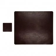 Set Mousepad si 1 suport pahar Office L, din piele, cu doua fete, pentru protectie birou, UNIKA, maro