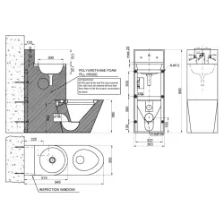 Toaletă și lavoar compact, antivandalism, montaj pe perete – inox satinat, NOFER Toaletă și lavoar compact, antivandalism, montaj pe perete – inox satinat, NOFER