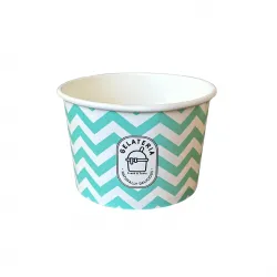 Cupe carton verzi model zig-zag inghetata, 8 oz, 50 buc/set