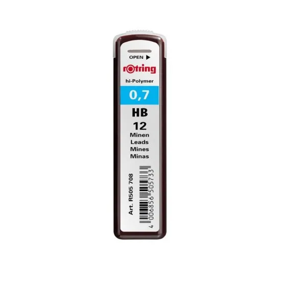 Mine creion mecanic Rotring, 0.7 mm , HB, 12 bucati/cutie Mine creion mecanic Rotring, 0.7 mm , HB, 12 bucati/cutie