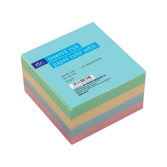 Rezerva cub hartie RTC, 500 file, 90 x 90 mm, 80 g/mp, color Rezerva cub hartie RTC, 500 file, 90 x 90 mm, 80 g/mp, color
