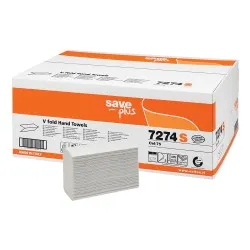 Prosoape pliate V, Celtex Save 7274S, alb, 2 straturi, 25x22 cm, 200 buc/ pachet