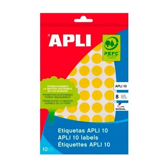 Etichete autoadezive Apli, galben, 19 mm, 320 etichete/blister Etichete autoadezive Apli, galben, 19 mm, 320 etichete/blister