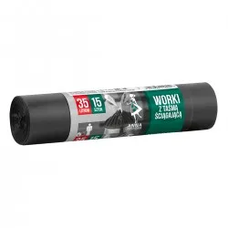Saci menajeri cu snur LDPE, 35 l, 15 bucati/rola Saci menajeri cu snur LDPE, 35 l, 15 bucati/rola