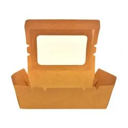 Set de 50 bucati, Cutie salata kraft X 1 fereastra, 700 cc Set de 50 bucati, Cutie salata kraft X 1 fereastra, 700 cc