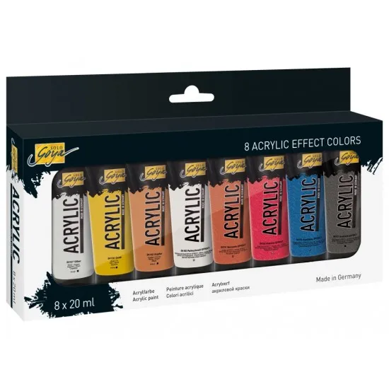 Vopsea acrilică Solo Goya Effect Colors, set 8 buc x 100 ml