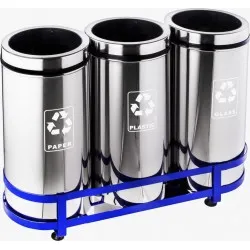 Set 3 cosuri colectare selectiva din inox, 45L/recipient Set 3 cosuri colectare selectiva din inox, 45L/recipient
