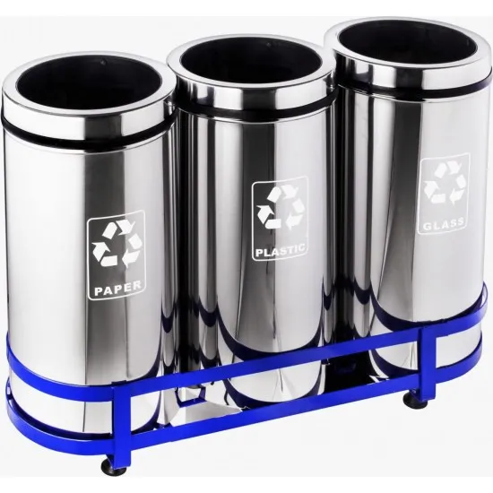 RESIGILAT 1 - Set 3 cosuri colectare selectiva din inox, 45L/recipient RESIGILAT 1 - Set 3 cosuri colectare selectiva din inox, 45L/recipient