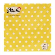 Servetele de masa 33x33cm, model galben cu buline - 3 straturi