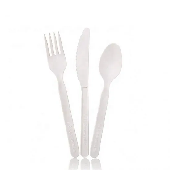 Set de tacamuri, BIO CPLA, Lingura + Furculita + Cutit + Servetel - 100 buc/set Set de tacamuri, BIO CPLA, Lingura + Furculita + Cutit + Servetel - 100 buc/set