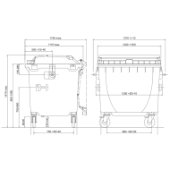 Eurocontainer rosu din material plastic, cu capac plat, MEVATEC, 1100 l  - Transport Inclus