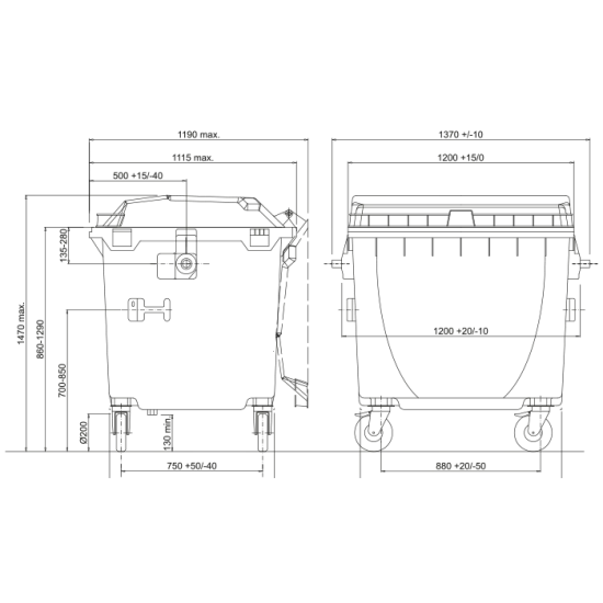 Eurocontainer rosu din material plastic, cu capac plat, MEVATEC, 1100 l - Transport Inclus Eurocontainer rosu din material plastic, cu capac plat, MEVATEC, 1100 l - Transport Inclus